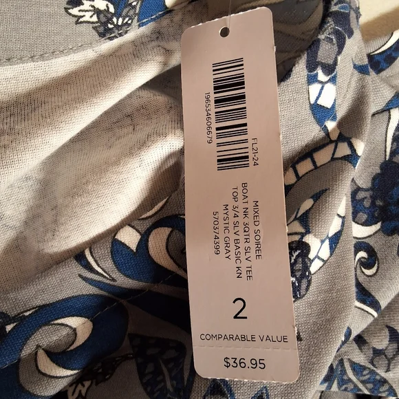 NWT CHICO'S MIXED SOIREE PIPER TEE - Picture 7 of 10